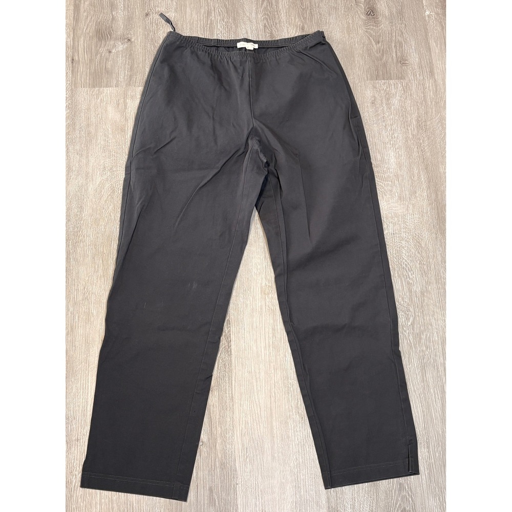 Eileen Fisher Womens Small Elastic Waist‎ Straight Leg Stretch Pants Slit Hem